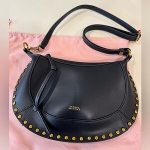 Isabel Marant Oskan Moon Shoulder Bag with Gold Accents